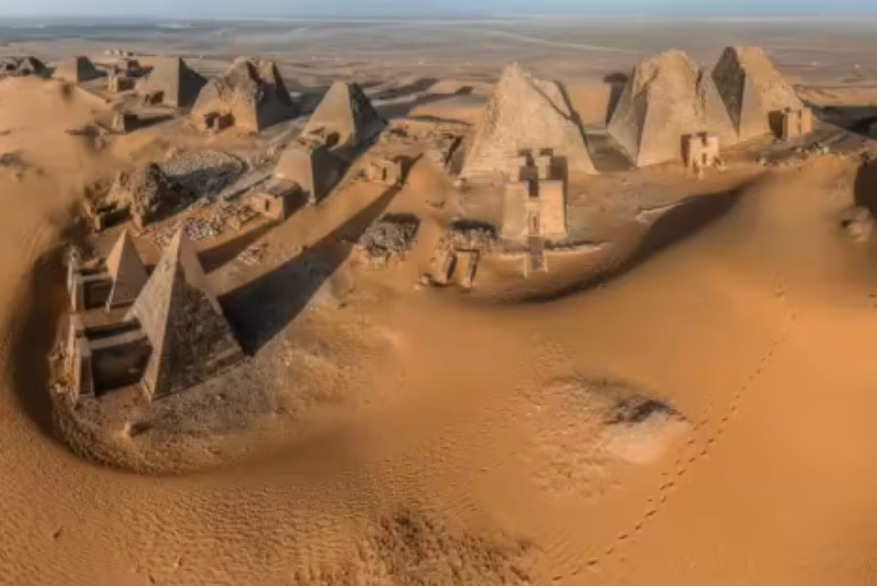 Desert landscape with ancient buildings